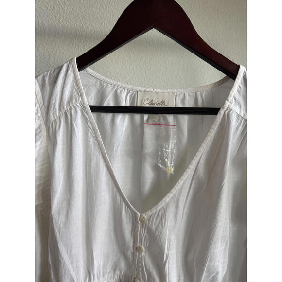 Cleobella Mandie Blouse Ivory Size M NWOT Boho Ruffle Organic Cotton - Picture 7 of 12